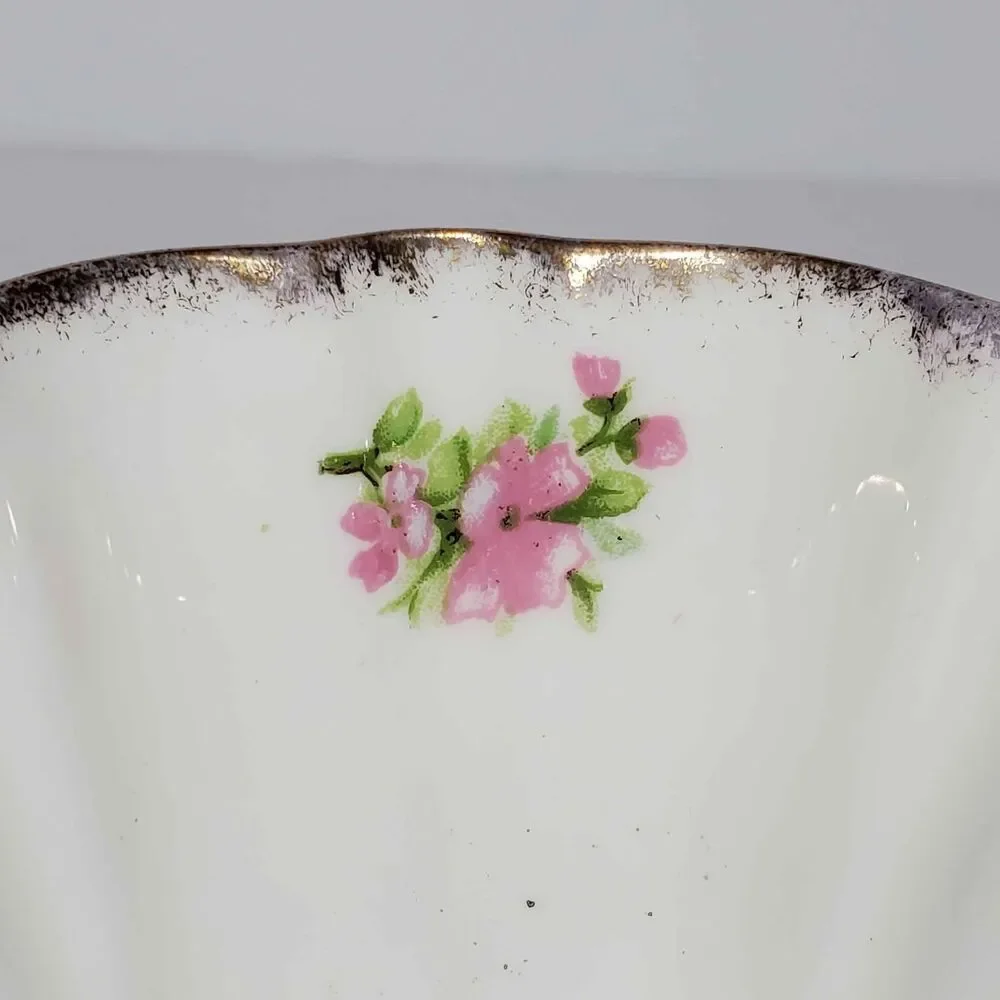 Gladstone Teacup and Saucer Pink Flowers Vintage